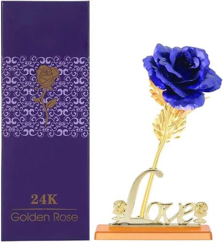 Miniatura 5 de Rosa artificial de oro de 24 quilates para el día de la madre, día de San Valentín, aniversario, cumpleaños, boda, regalo romántico para ella