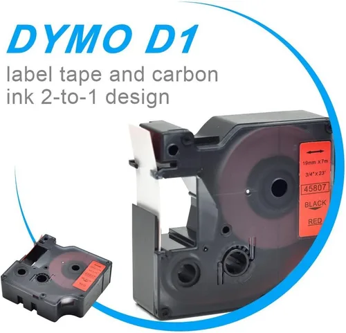 Miniatura 4 de Paquete de 2 cartuchos de etiquetado compatibles con Dymo D1 Tape 45807, negro sobre rojo, compatible con LabelManager 350D 400 500TS