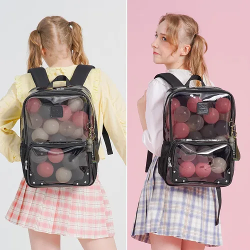 Miniatura 2 de Caoroky knight Mochila transparente resistente y transparente para laptop de 15.6 pulgadas, bolsa de viaje de TPU transparente para mujeres, Negro