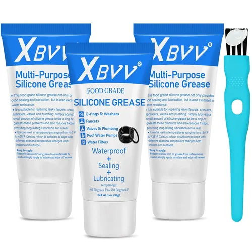 XBVV Grasa lubricante de silicona de grado alimenticio para juntas tóricas de grifo impermeable y filtro de piscina, paquete de 3 tubos de 1 onza