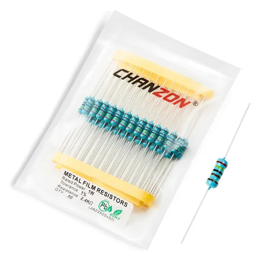 Miniatura 57 de Chanzon 50 piezas 1 W 10 Ω ohm Resistencia de película metálica fija de tolerancia 0.01 ±1% 10R MF Resistencias de agujero pasante con limitación