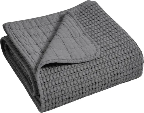 Miniatura 8 de Levtex Home Mills Waffle - Juego de colcha acolchada tamaño King, algodón de punto gofre, colcha de 120 x 104 pulgadas, tamaño de la funda 36 x 20