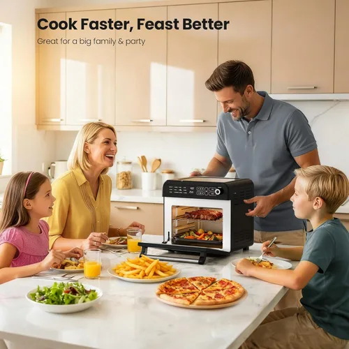 Miniatura 2 de Kismile Combo de horno tostador de freidora de aire de 18 cuartos de galón, horno de convección de encimera 12 en 1, 70 a 450 ℉, hornear, asar