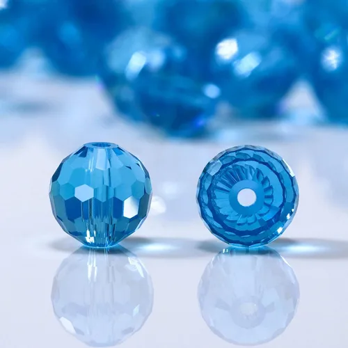 Miniatura 2 de Dowarm 150 cuentas redondas de cristal de 0.236 pulgadas para la fabricación de joyas, cuentas de cristal facetadas aguamarina para manualidades