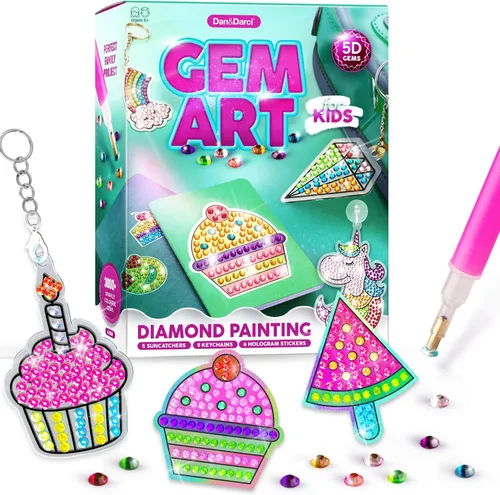 Dan&Darci Kit de arte de diamantes para niños, pintura de gemas, kits de arte y manualidades para edades de 6 a 12 años, regalos para niños y niñas
