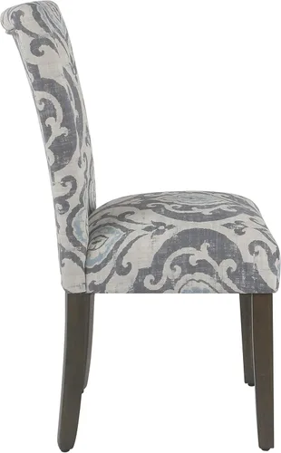 Miniatura 151 de Homepop Silla de comedor con detalles festoneados, sillas de comedor Parsons tapizadas, muebles decorativos para el hogar, tejido gris claro