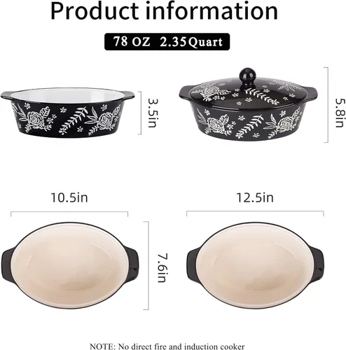 Miniatura 7 de Wisenvoy Cacerola con Tapa - Plato para Cazuela y Horno de Cerámica