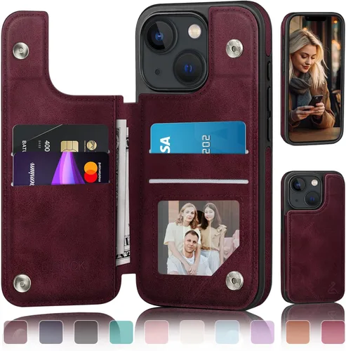 Miniatura 17 de DJDUCK Diseñado para iPhone 13 Funda tipo cartera con tarjetero, [Cubierta de cierre magnético] [Protección de cuero con bloqueo RFID] Fundas a Negro