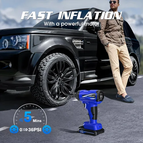 Miniatura 6 de CARSUN Inflador de neumáticos, compresor de aire portátil, bomba de neumáticos de coche inalámbrica con batería recargable de iones de litio 150PSI