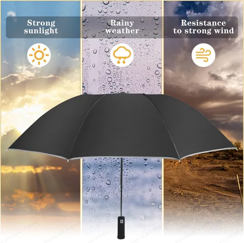 Miniatura 6 de Paraguas de viaje resistente al viento para lluvia, fácil de abrir automáticamente, paraguas duradero y compacto, marco de metal fuerte, paraguas