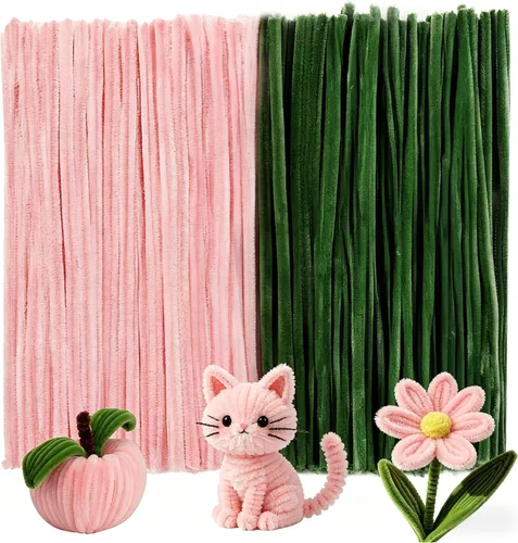 Miniatura 14 de Caydo 200 limpiapipas verde oscuro para decoración de Pascua, tallos de felpilla esponjosos a granel para niños, proyectos de manualidades, 12