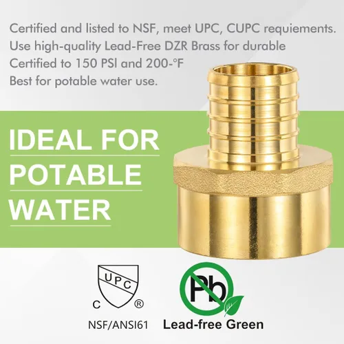 Miniatura 3 de Paquete de 2 adaptadores hembra Pex X 1 pulgada FIP de 1 pulgada, tubo Pex de 1 pulgada a rosca hembra NPT de 1 pulgada, puerto completo, sin plomo