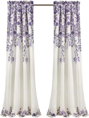Miniatura 6 de Lush Decor Tanisha - Cortinas para oscurecer la habitación, diseño floral de vid impreso, juego de paneles de ventana (par), 52 pulgadas de ancho x
