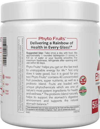 Miniatura 3 de IVL - Phyto Fruits Superfood Powder - Apoya la energía - Digestivo y probiótico - Antioxidante - Vegano - 40 frutas y nutrientes más 6 cepas