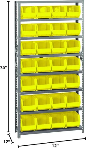 Miniatura 350 de Quantum QSBU-245BK Heavy Duty Shelving Unit with (7) Shelves and (24) QUS245 Black Bins for Garage Warehouse Storage Distribution 400 lb Load