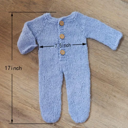 Miniatura 3 de Zeroest Conjunto de punto de ganchillo para sesión de fotos para niño recién nacido, gorro de oso con pies, mameluco con pies, para fotografía
