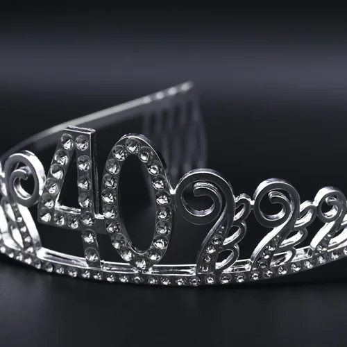 Miniatura 7 de Frcolor Tiara de cumpleaños, diamantes de imitación 40 cumpleaños coronas feliz 40 cumpleaños