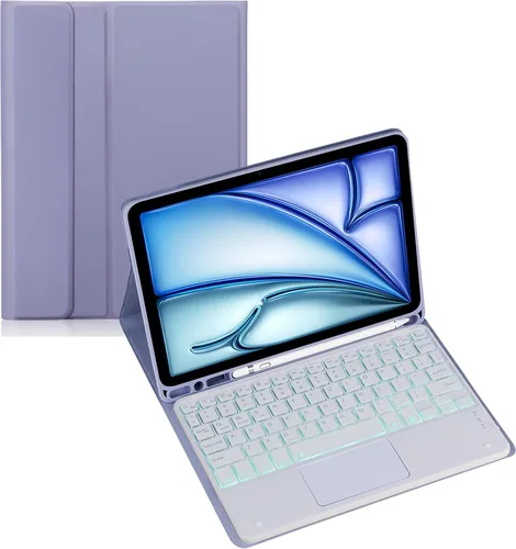 Miniatura 20 de Funda de teclado para tableta Samsung Galaxy Tab A8 X200/X205 de 10.5 pulgadas, cubierta protectora de teclado con soporte multiángulo, borde de Azul