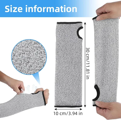 Miniatura 2 de 2 pares de mangas resistentes a los cortes, mangas protectoras para brazos, mangas de protección de brazos de seguridad con orificio para el pulgar