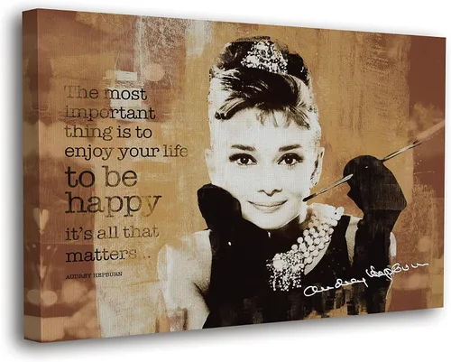 SpiritualHands Audrey Hepburn Póster de Arte de Pared Lienzo Enmarcado, Pósteres de Arte de Pared Haus and Hues, Decoración de Pared Moderna Audrey