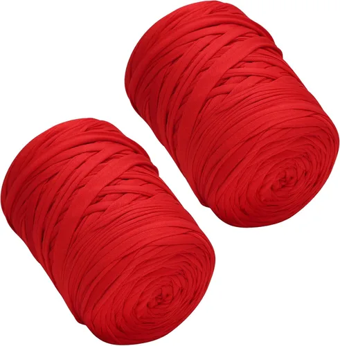 Miniatura 43 de 400g de hilo de tela elástica para tejer con ganchillo para DIY, 119 metros de hilo de espagueti grueso para tejer para proyectos de bolso, cesta