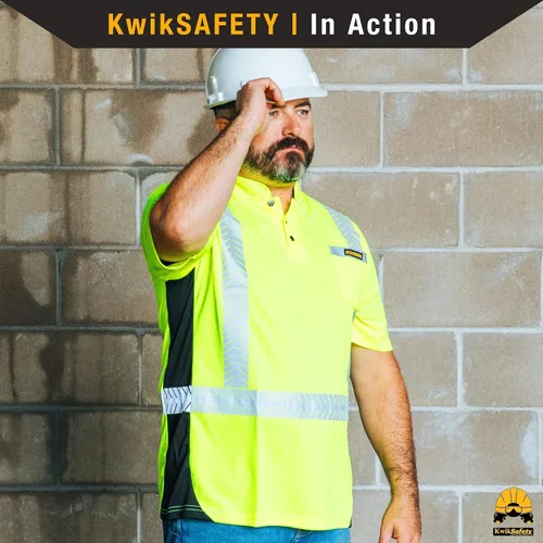 Miniatura 2 de KwikSafety - Camisas de seguridad de manga corta premium [collares de lujo] Clase 2 Hi Vis Camisas para hombres ANSI OSHA Camisas de alta