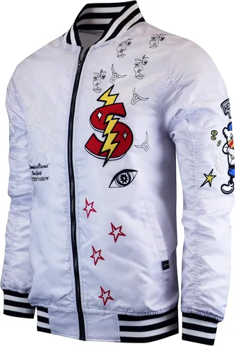 SCREENSHOT Hip-Hop Urban NYC Fashion Bomber Jacket - Moderna chaqueta ligera para exteriores, con estampado de grafiti, con cremallera