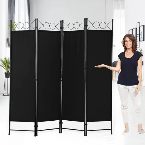 Miniatura 9 de Divisores de habitación y pantallas plegables de privacidad, 4 paneles de 68 pulgadas de alto, marco de acero portátil y tela para separar la Beige