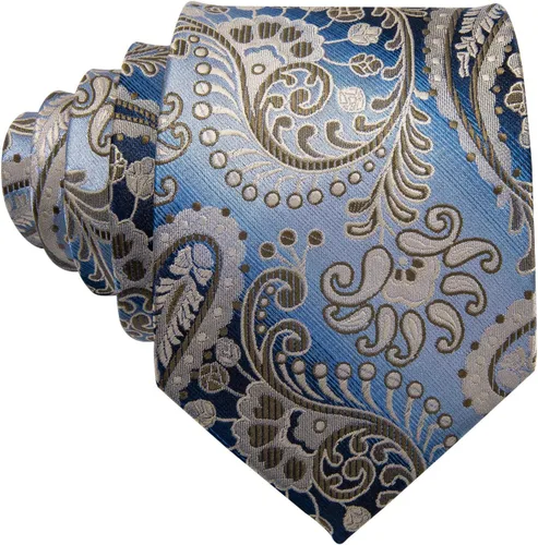 Miniatura 6 de Barry.Wang Conjunto de moda de corbata de cachemira, gemelos y corbatas para hombre, tejido de seda