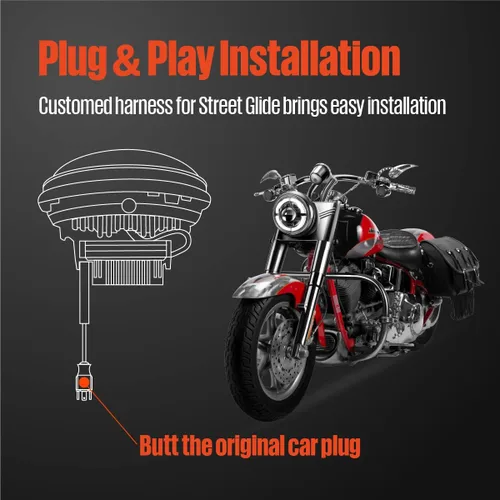 Miniatura 3 de KTMOTO - Faro delantero de motocicleta compatible con Street Glide 2014-2023, faro delantero de motocicleta de 7 pulgadas con luz alta y baja, faros