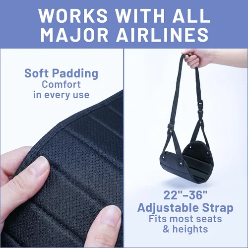 Miniatura 7 de BASIC CONCEPTS Hamaca de pie de avión para artículos esenciales de viaje en avión, artículos esenciales para viajes en avión, reposapiés de vuelo