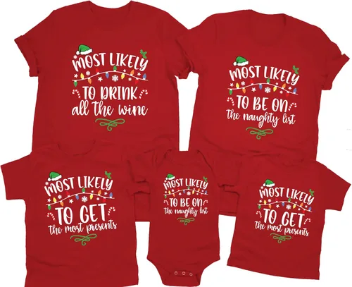 Miniatura 4 de Most Likely to Christmas Shirts - Family Matching Christmas Shirts - Funny Holiday Graphic T-Shirt for Men & Women Black