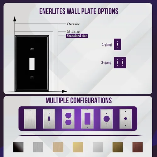 Miniatura 133 de ENERLITES Placa de Pared Metálica para Interruptor de Luz de Palanca, Acero Inoxidable 201, Resistente a la Corrosión, Tamaño Estándar 1-Gang 4.50