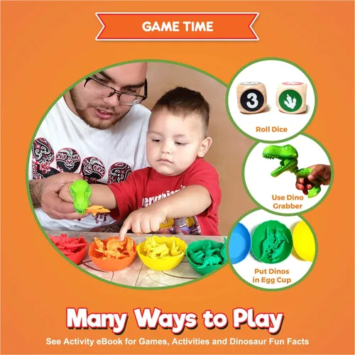 Miniatura 4 de Juego de clasificación y conteo de dinosaurios jumbo, juguetes educativos de dinosaurios para niños de 3, 4, 5 años con 54 manipuladores
