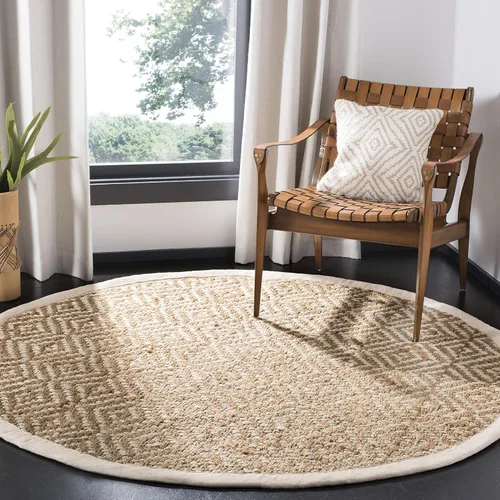 Miniatura 17 de SAFAVIEH Natural Fiber Collection - Alfombra decorativa, 2.3 x 4 pies, azul tropical y natural, yute bohemio con borlas de diamante, hecho a mano