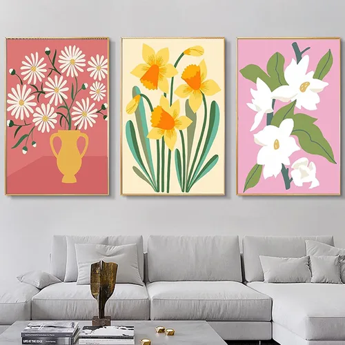 Miniatura 4 de YALKIN Paquete de 6 kits de pintura por números para adultos, pintura al óleo acrílica fácil por números, kit de pintura de acuarela de flores por