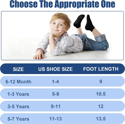 Miniatura 7 de SkiBeaut 15 pares de calcetines antideslizantes para niños pequeños, calcetines antideslizantes para niños y niñas de 0 a 7 años