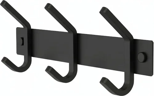 Miniatura 30 de Perchero de Abrigos Pequeño Negro Mate para Pared – Riel de Ganchos de Acero Inoxidable de 6 Pulgadas con 2 Ganchos Dobles para Abrigos
