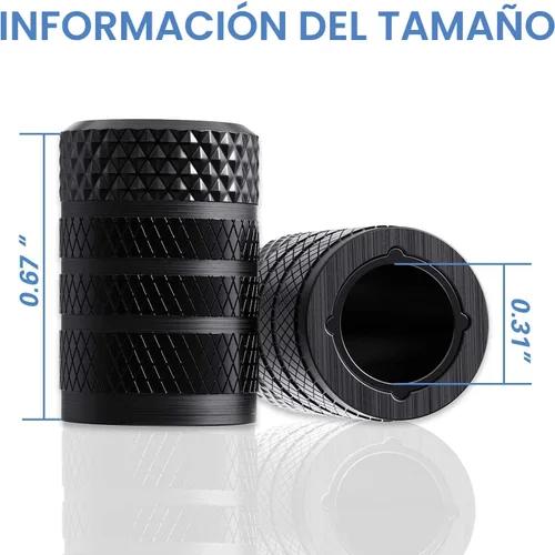 Miniatura 4 de Tapas de válvula de neumático, 4 unidadess/paquete, de aluminio anodizado tapa de válvula de neumático, resistente a la corrosión, cubiertas Negro
