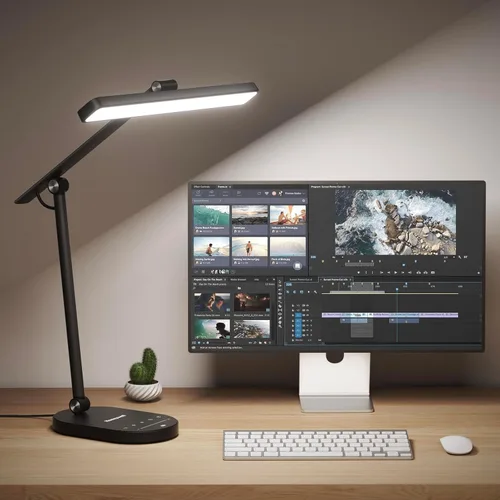 Honeywell Lámpara de escritorio para oficina en casa, H4 Sunturalux Luz de escritorio LED para cuidado de los ojos, lámpara de escritorio regulable
