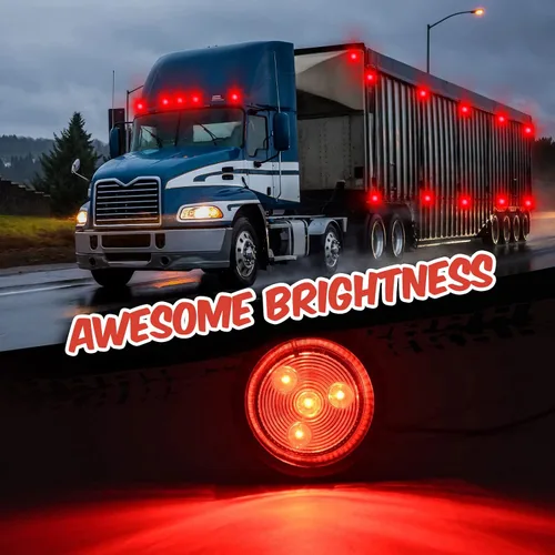 Miniatura 5 de Macarrie 24 piezas de 5,08 cm de diámetro, luces indicadoras LED redondas, impermeables, para remolque, luz lateral para remolque, 12-24v