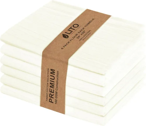Miniatura 16 de Toallas de saco de harina Toalla de té para manualidades, plato de cocina, toalla de algodón en blanco para bordado, funda de lino para hornear