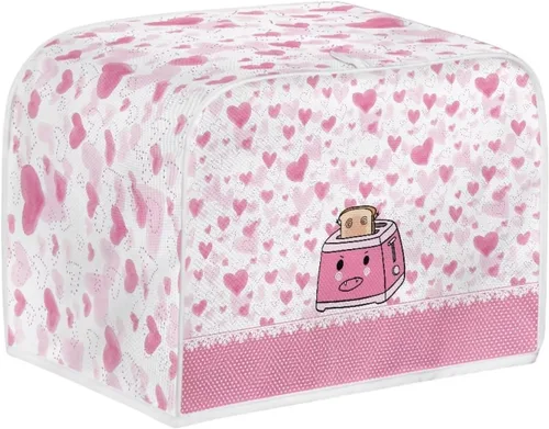 Miniatura 2 de UNICEU Tostadora de dibujos animados rosa – 4 rebanadas, acolchada, a prueba de polvo, cubierta para hacer pan, cubierta antipolvo para Tostadora
