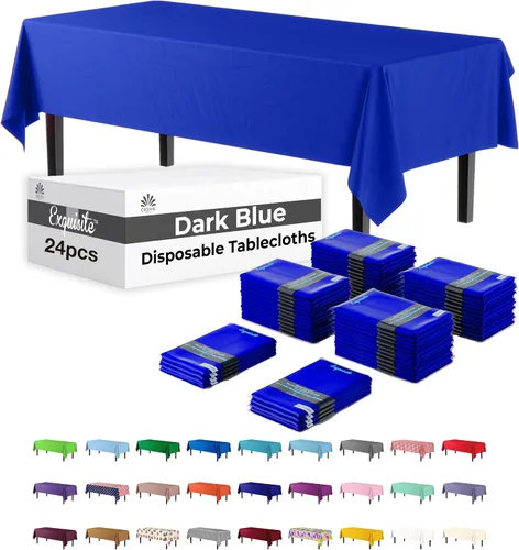 Miniatura 22 de Party Solids Mantel rectangular de plástico color azul aguamarina, 54 x 108 pulgadas, paquete de 24