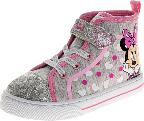 Zapatillas altas de princesa de Disney con Minnie Mouse de Frozen Encanto - Zapatillas de tobillo de Blancanieves Ariel Elsa Maribel Minnie (Tallas