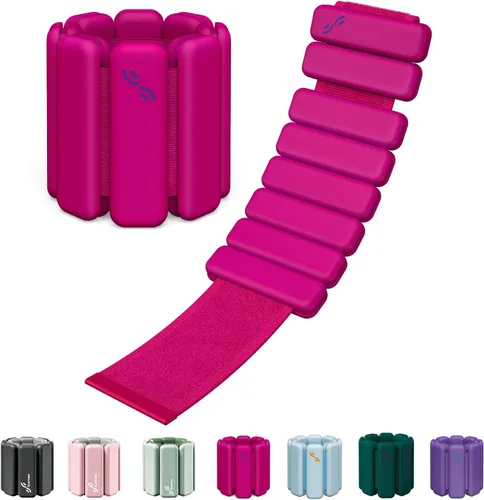Miniatura 22 de Sportneer Pesas de muñeca y tobillo para mujeres y hombres, 1 par (1 libra/2 libras cada uno), pulsera con peso ajustable de silicona para yoga