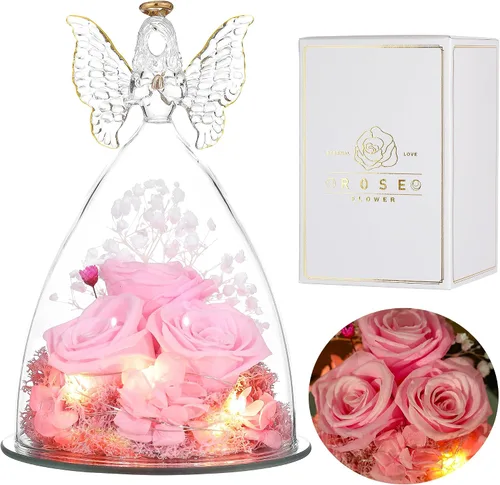 Miniatura 17 de Ocosy Regalos de rosas para el Día de la Madre para ella, regalos de rosas grandes para mujeres, rosas reales para siempre en figuras de ángel