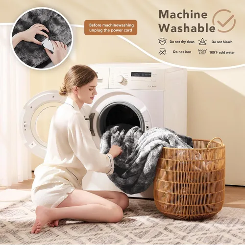 Miniatura 7 de Homemate - Manta eléctrica térmica tamaño completo - 72"x84" Manta térmica tamaño completo con apagado automático de 1/2/4/6/8 horas, 10 niveles