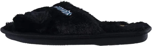 Miniatura 4 de FOCO Pantuflas deslizantes cruzadas mullidas con logotipo de texto del equipo NFL para mujeres