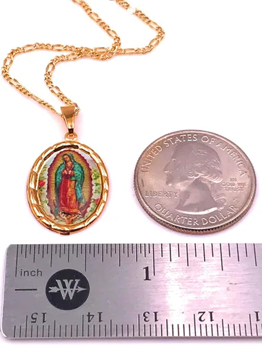 Miniatura 5 de LESLIE BOULES Virgen de Guadalupe - Collar con medalla de 175 pulgadas de largo cadena chapada en oro Metal